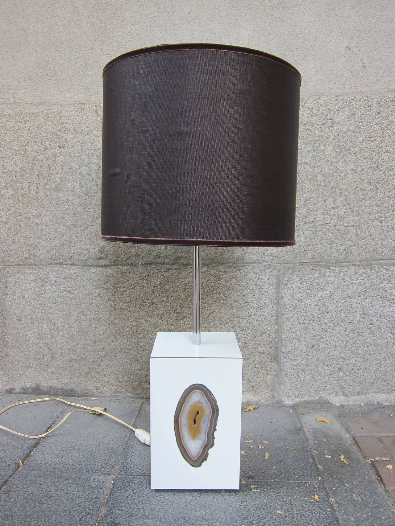 Late 20th Century Pair of Agathas on White Laminate Table Lamps, France 1970s For Sale