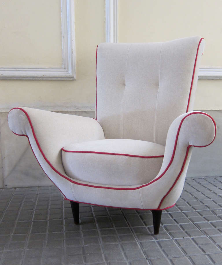 Italian Unusual Pair of Armchairs, Italy, 1950 For Sale