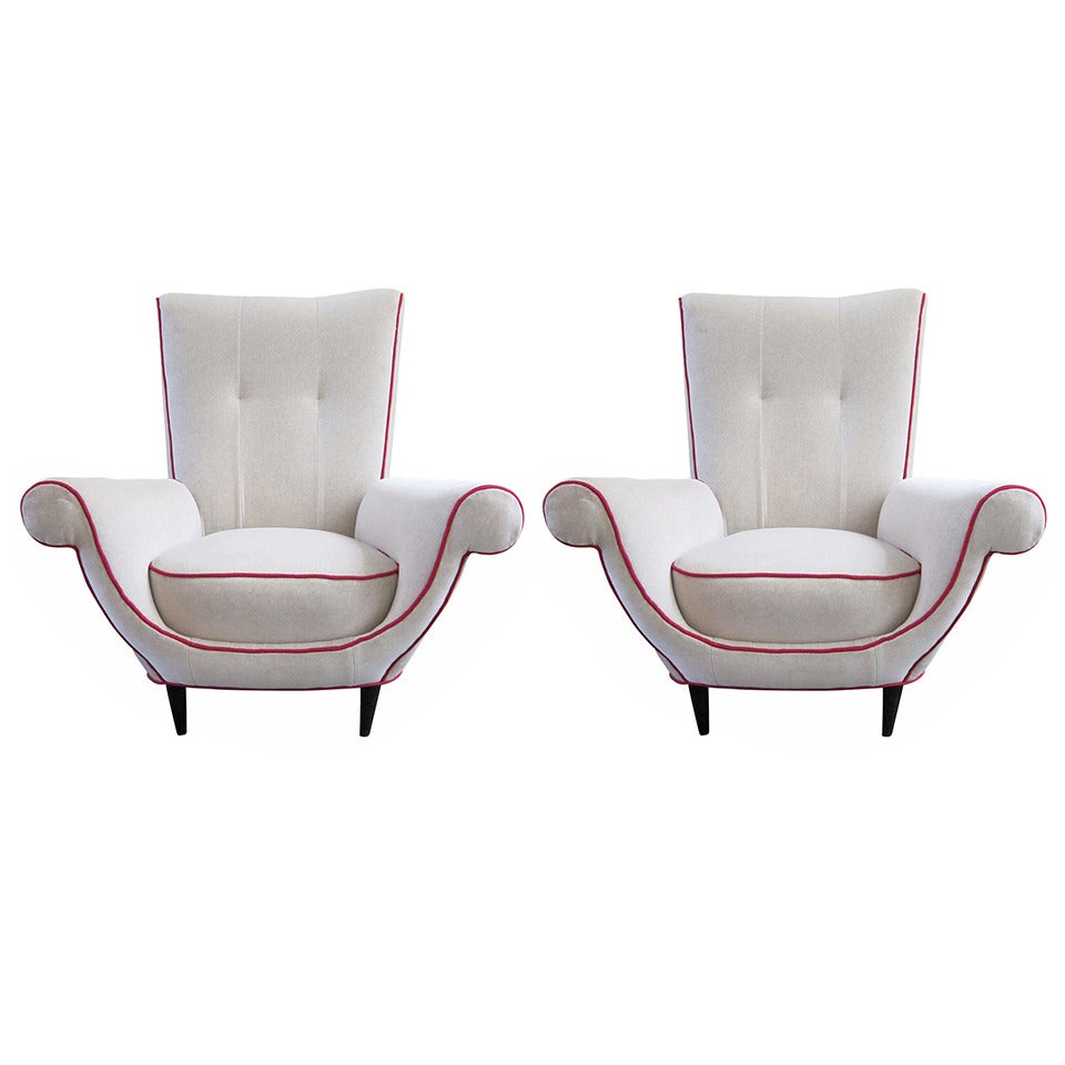 Unusual Pair of Armchairs, Italy, 1950 For Sale
