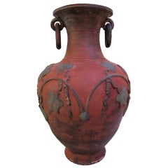 Antique A Neoclassical style polycromed terracotta big vase.