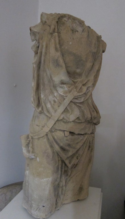 French Headless 19th Century Stone Sculpture of the Huntress Diana