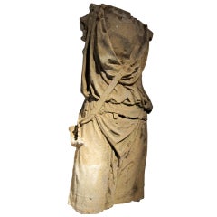 Headless 19th Century Stone Sculpture of the Huntress Diana