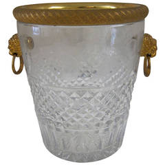 Saint Louis Glass and Gilded Brass Bucket