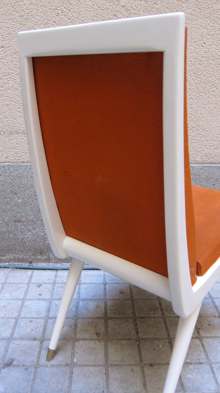 Four Ivory Lacquered Chairs, Nice Patina, Italy, 1960s For Sale 2
