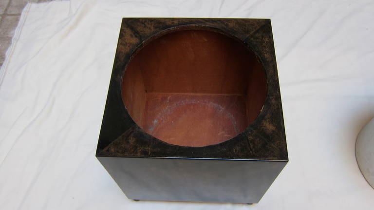 Rare Brown Parchment Ice Bucket or Wine Cooler by Aldo Tura, Italy, 1970 1