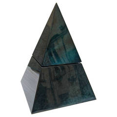 Green Parchment and Polyester Pyramid Wine Cooler by Aldo Tura, Italy, 1970