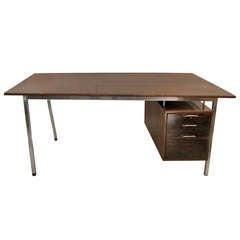 Vintage Signed RR, Danish Steel And Masif Rosewood Wood Writing Desk.
