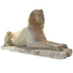 XIXth century reconstituited stone Tutankamon reclined sfinge.