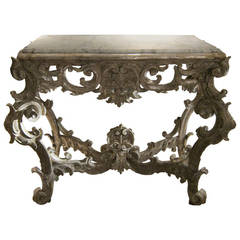 Guilded Silver and Carrara Marble-Top Baroque Console, Italy circa 1740