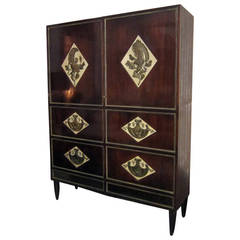 Rosewood and Sycamore Wood Italian Bar Cabinet, Italy 1950