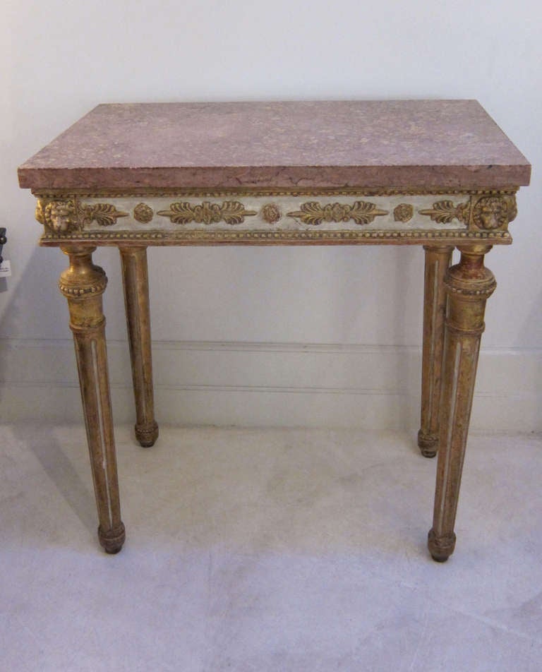 A console table with Brocatello marble top. Sweden XVIIIth century, circa 1800. Perfect condition and excelent patina.