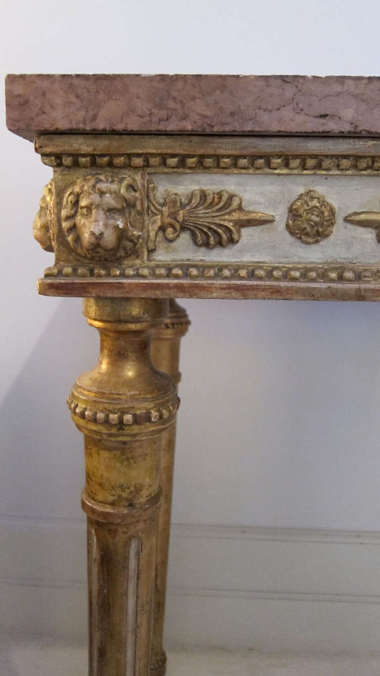 Polychromed Neoclassical Console Sweden 18th Century Gustavian Period In Good Condition For Sale In Madrid, ES