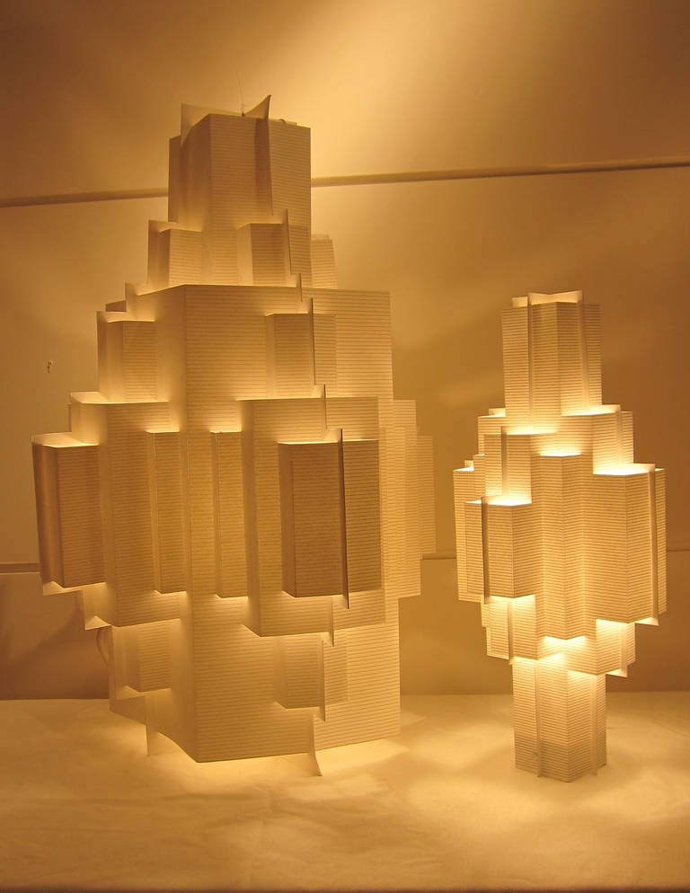 "Well Well Design", Cardboard Suspension Pair of Lamps, England 2012