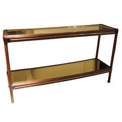 "Vivai dil Sud" Rattan and Golden Brass Console, Italy 1970
