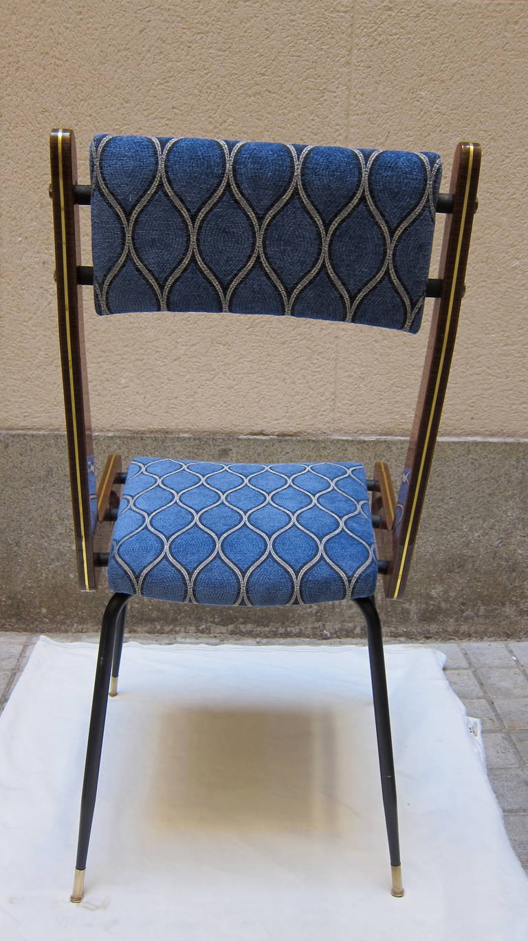 Mid-20th Century Sex chairs in rosewood and brass marquetry . Italy 60'