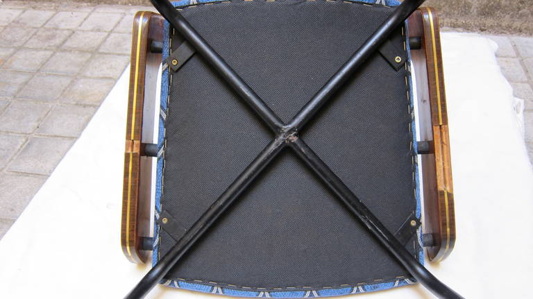 Sex chairs in rosewood and brass marquetry . Italy 60' 3