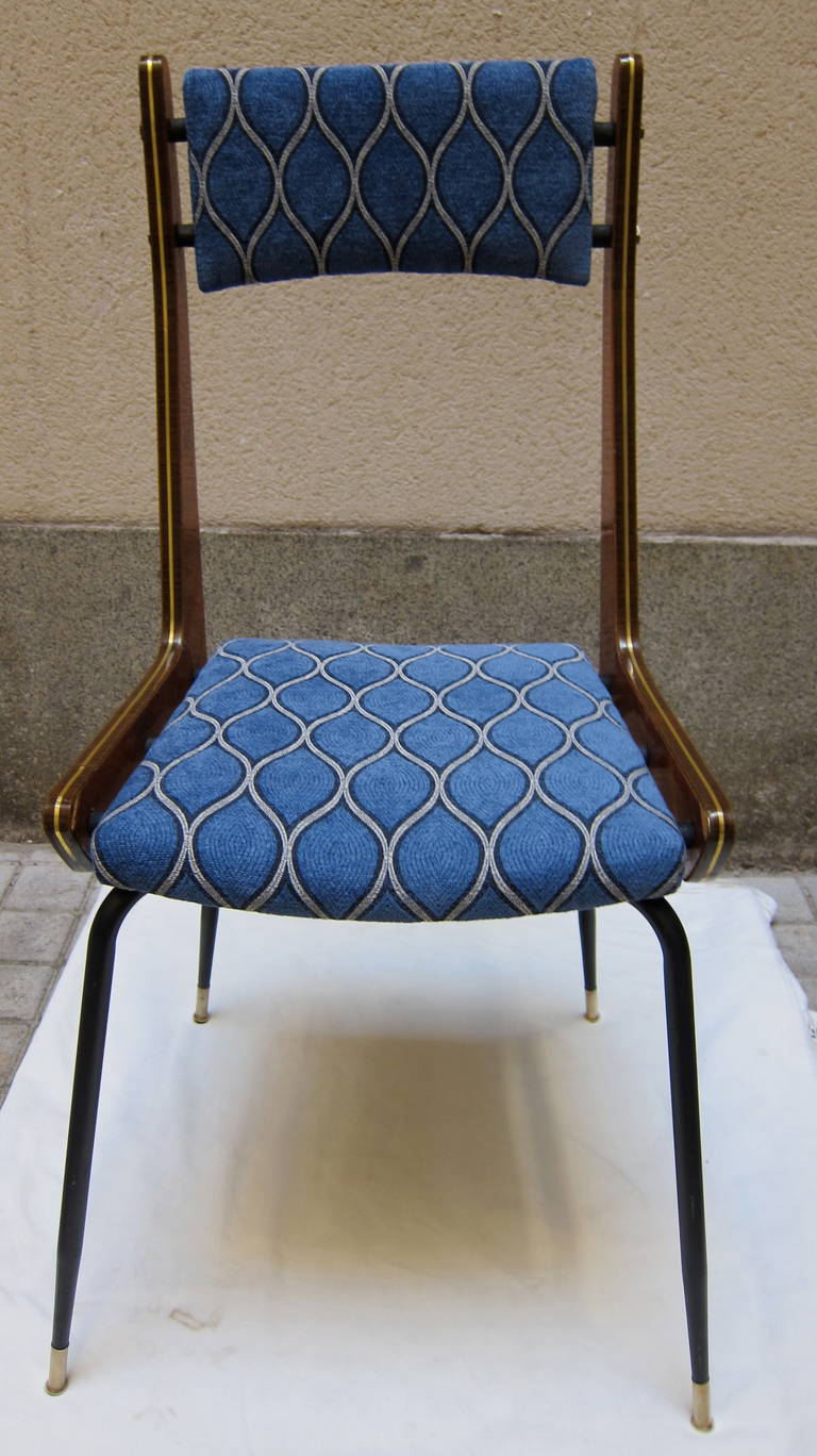Sex chairs in rosewood and brass marquetry . Italy 60' In Excellent Condition In Madrid, ES