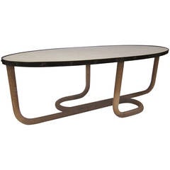 Esparto and Parchment Top Coffee Table, Italy 1970