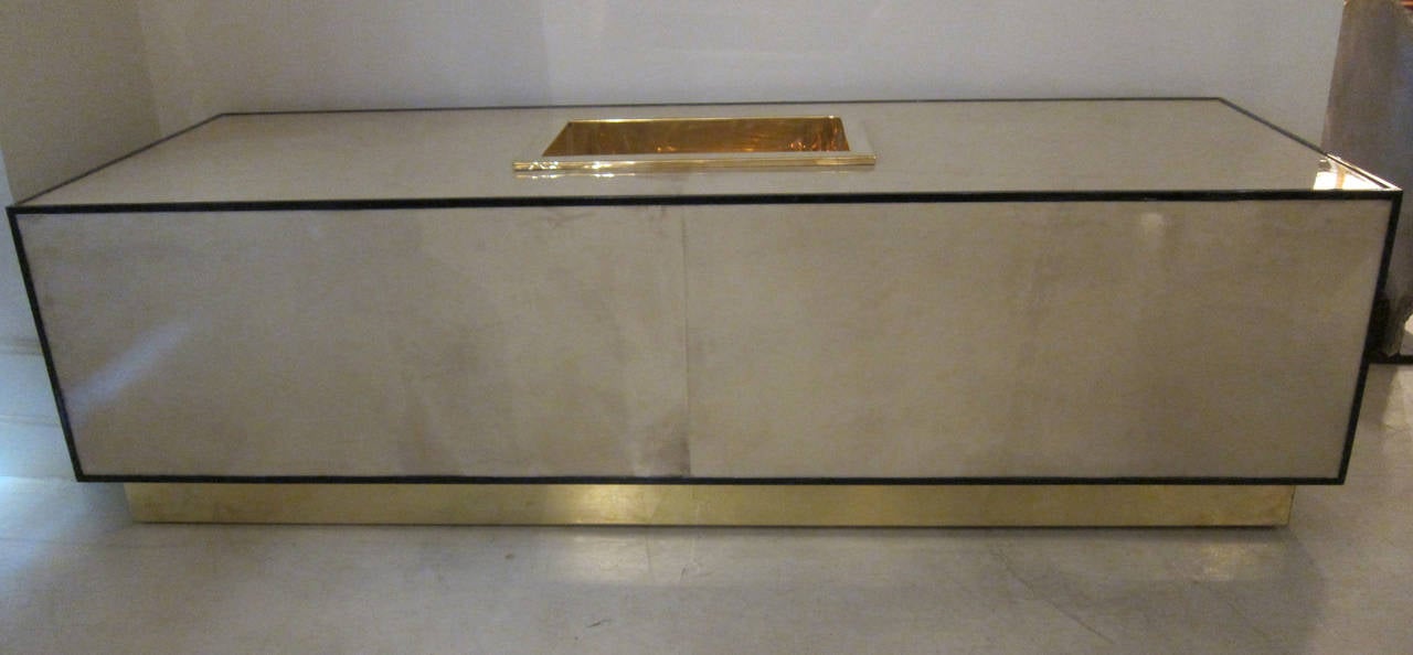 Brass and Parchment Coffee Table, Spain 2012