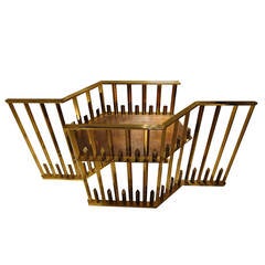 Guy Lefevre Brass Sculpture Base and Top Glass Dining Table, France 1970