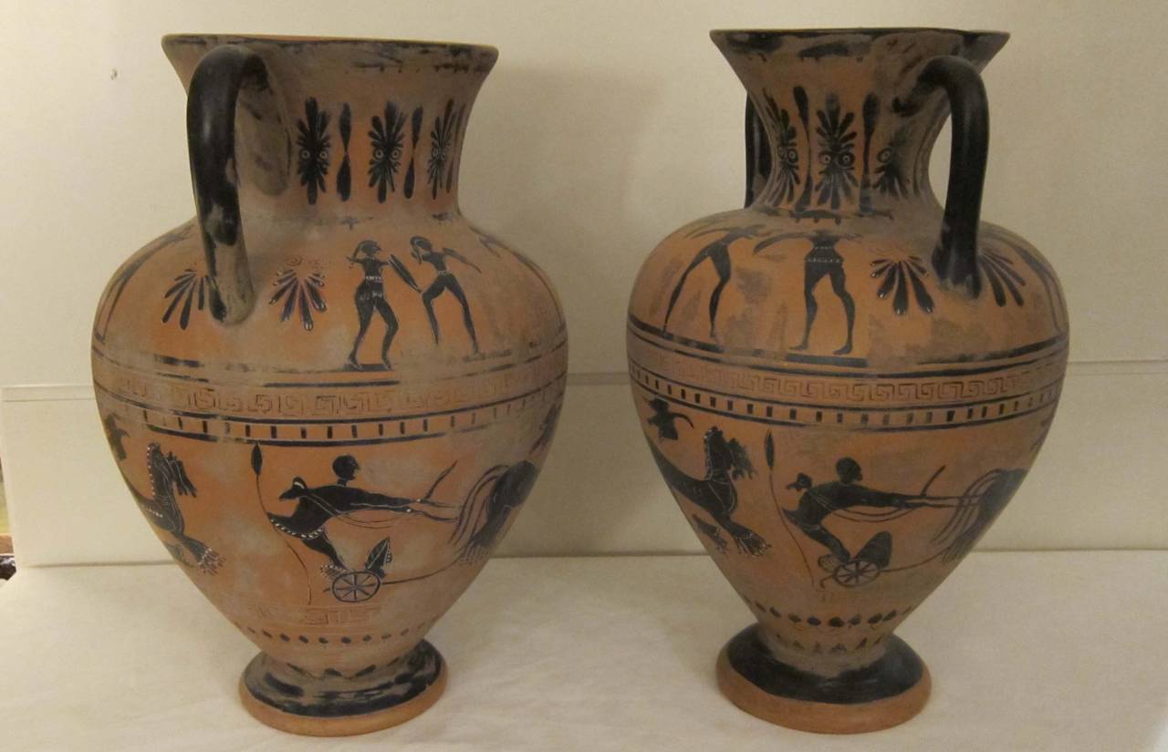Pair of etruscan terracotta vases. Italy XIXth century 1