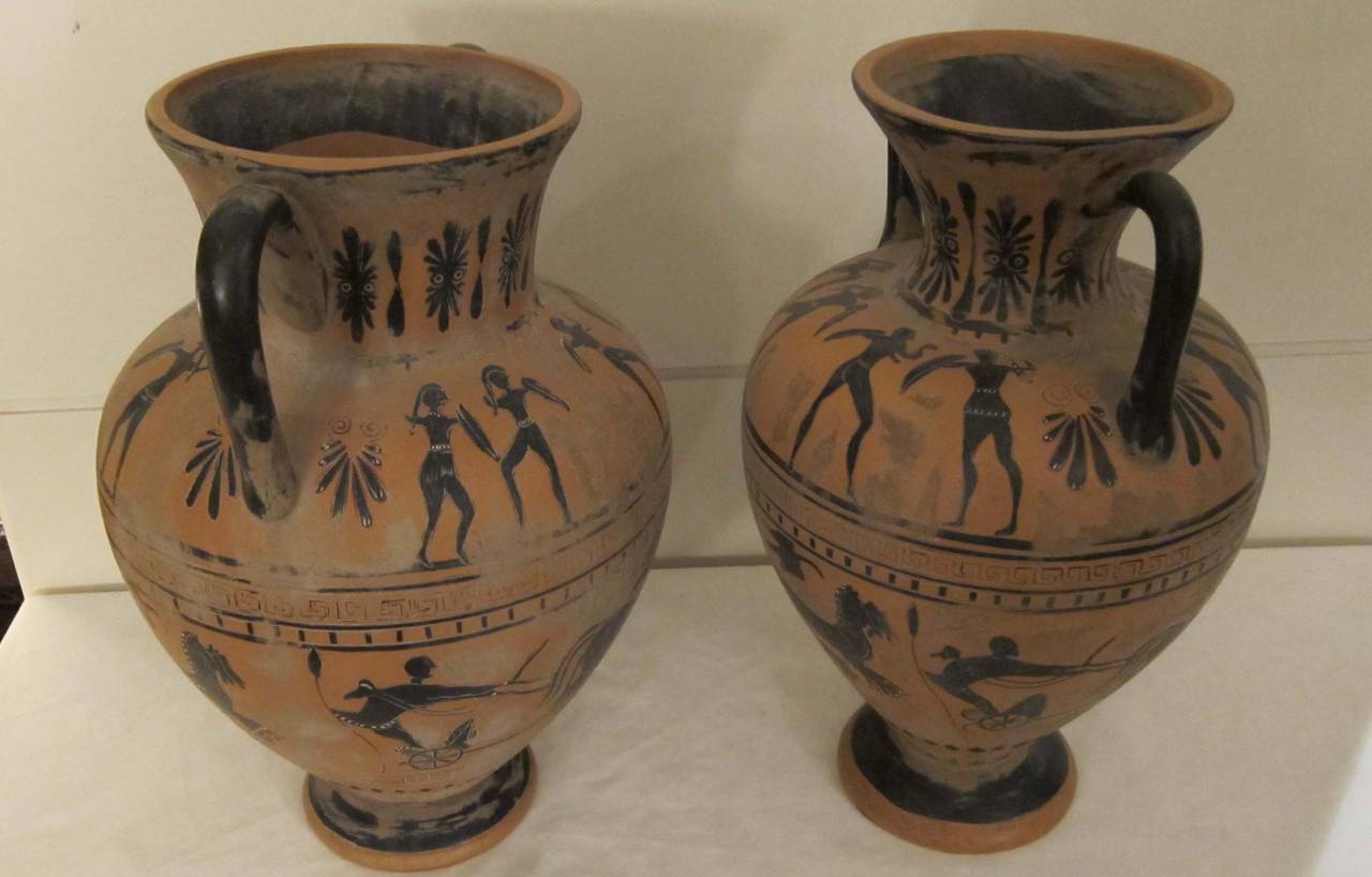 Pair of etruscan terracotta vases. Italy XIXth century 2