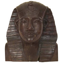 Carved walnut egyptian head, probably part of a furniture. Italy XIXth