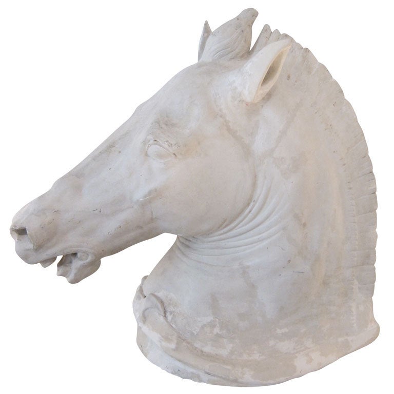 Life-size Plaster Sculpture of a Venetian Horse Head For Sale