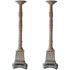 Antique A pair of Carrara marble columns. Italy XIXth century.
