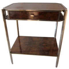 An European Pre War Walnut And Chromed Steel Side Table.1930.