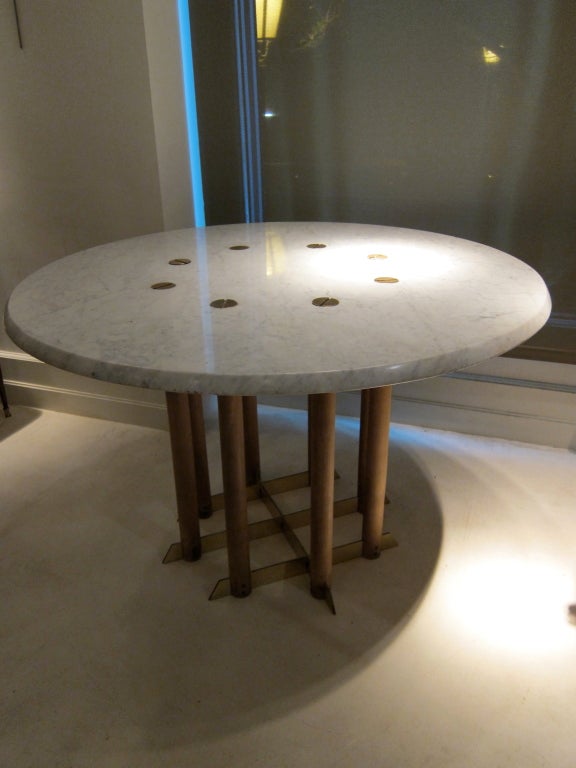 Calacatta White Marble, Very Unusual Round Table By Max Caspani.