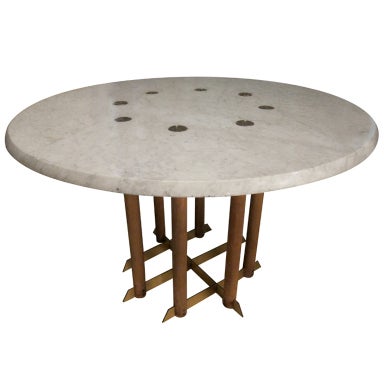 Calacatta White Marble, Very Unusual Round Table By Max Caspani. at 