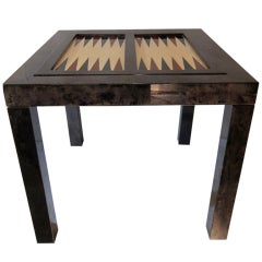 Tainted And Lacquered Parchment Backgammon Table.