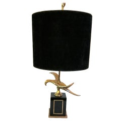 Single black laquered and brass lamp by "Maison Charles"