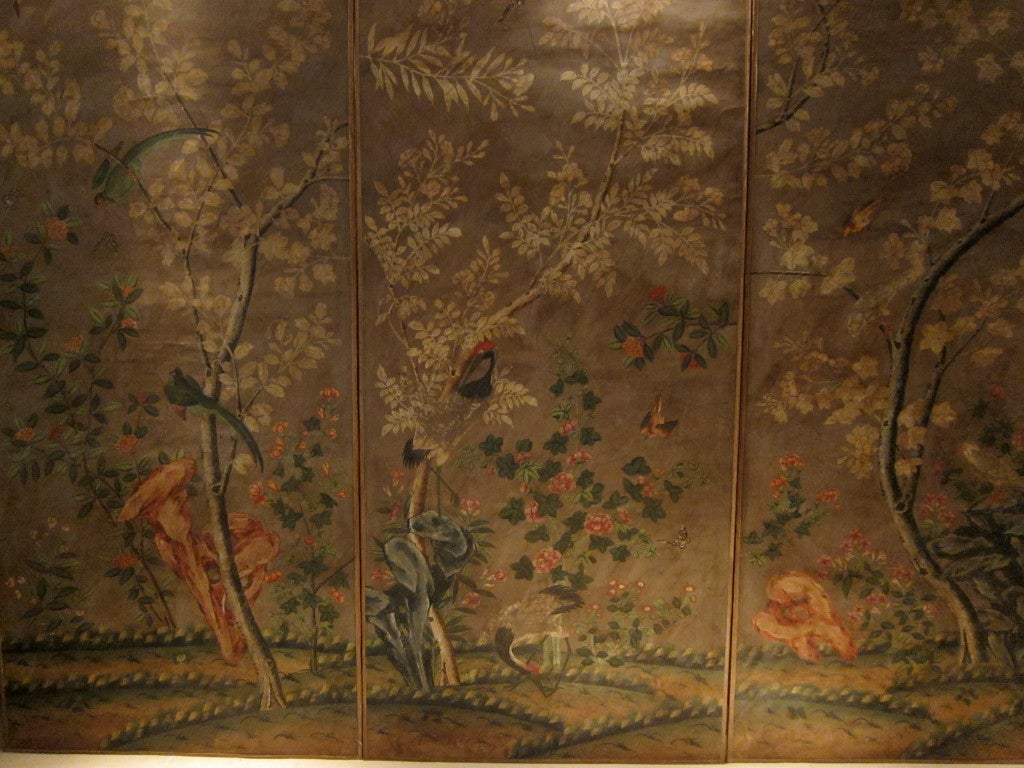 Set Of 5 Italian Chinese export Watercoloured Room Panels. 3
