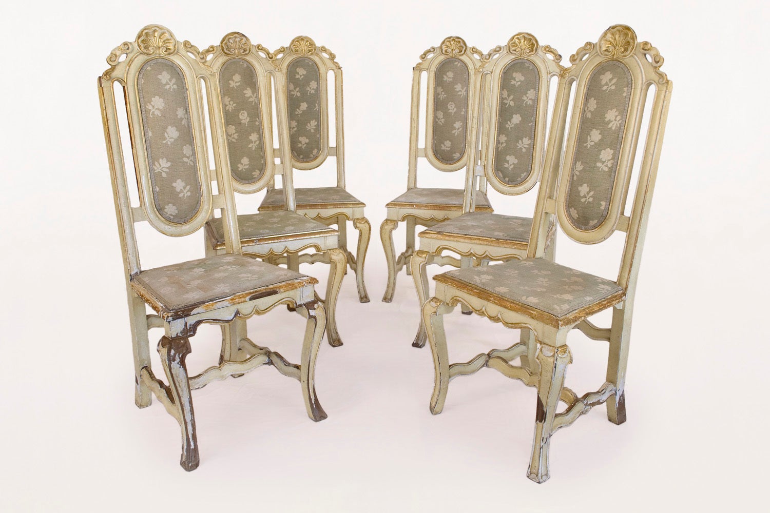 Six Polychrome Chairs For Sale