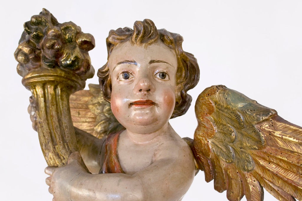 Pair of Carved Wooden Angels