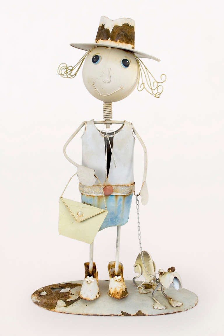 Little Girl and Dog Tinplate from the '50s