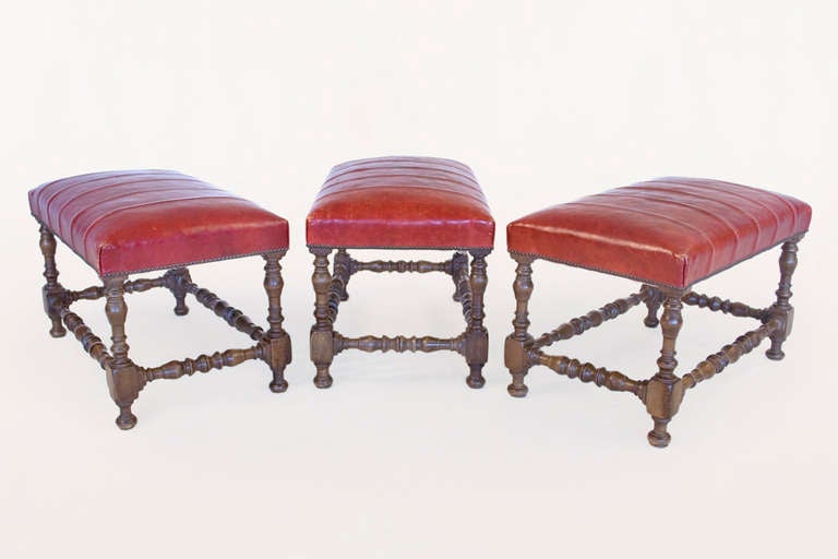Three Walnut Stools.