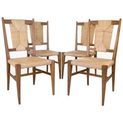 1950s Chestnut Wood Chairs