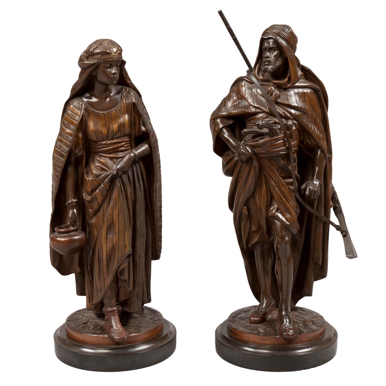 Pair of Figural Orientalist Bronzes by Jean Jules Salmson, 1823-1902 For Sale