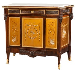Used 19th Century English Gold Polychrome Paneled Side Cabinet