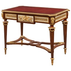 19th Century Mahogany, Marble and Ormolu-Mounted Writing Table