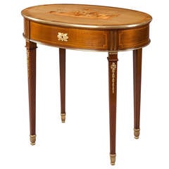 French Antique Marquetry Occasional Table