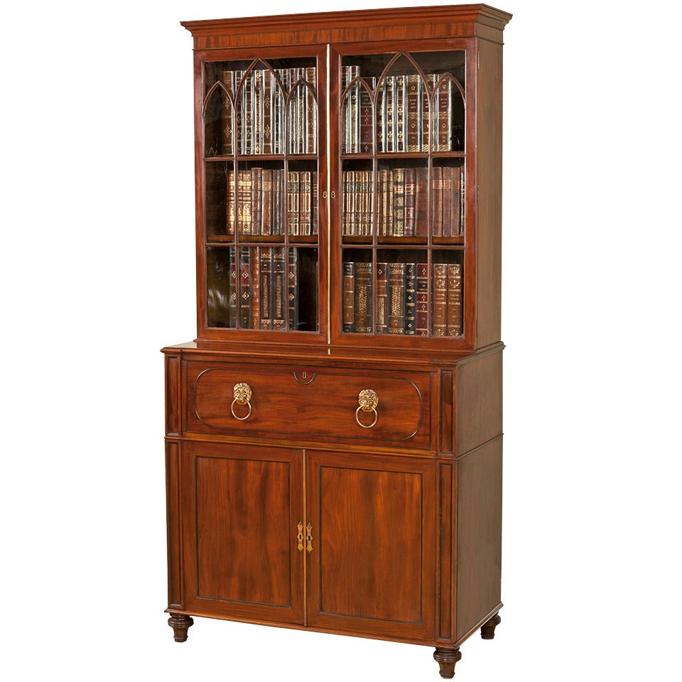 Regency Period Mahogany Secretaire Bookcase