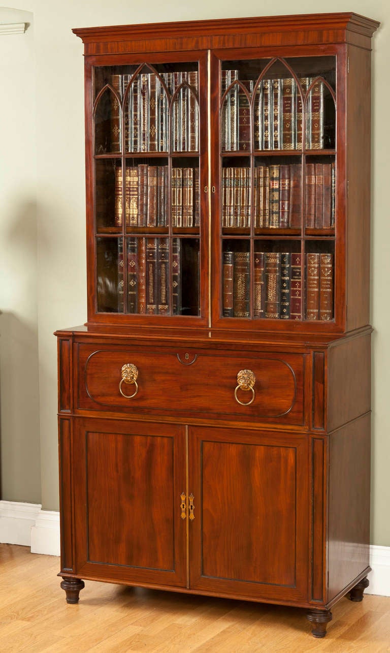 Regency Period Mahogany Secretaire Bookcase