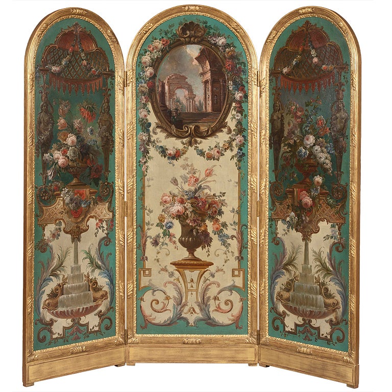 A Highly Decorative Antique Screen in the Classic Manner at 1stdibs