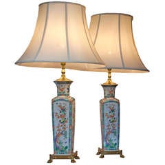 Pair Of Tapered Square Section Lamps