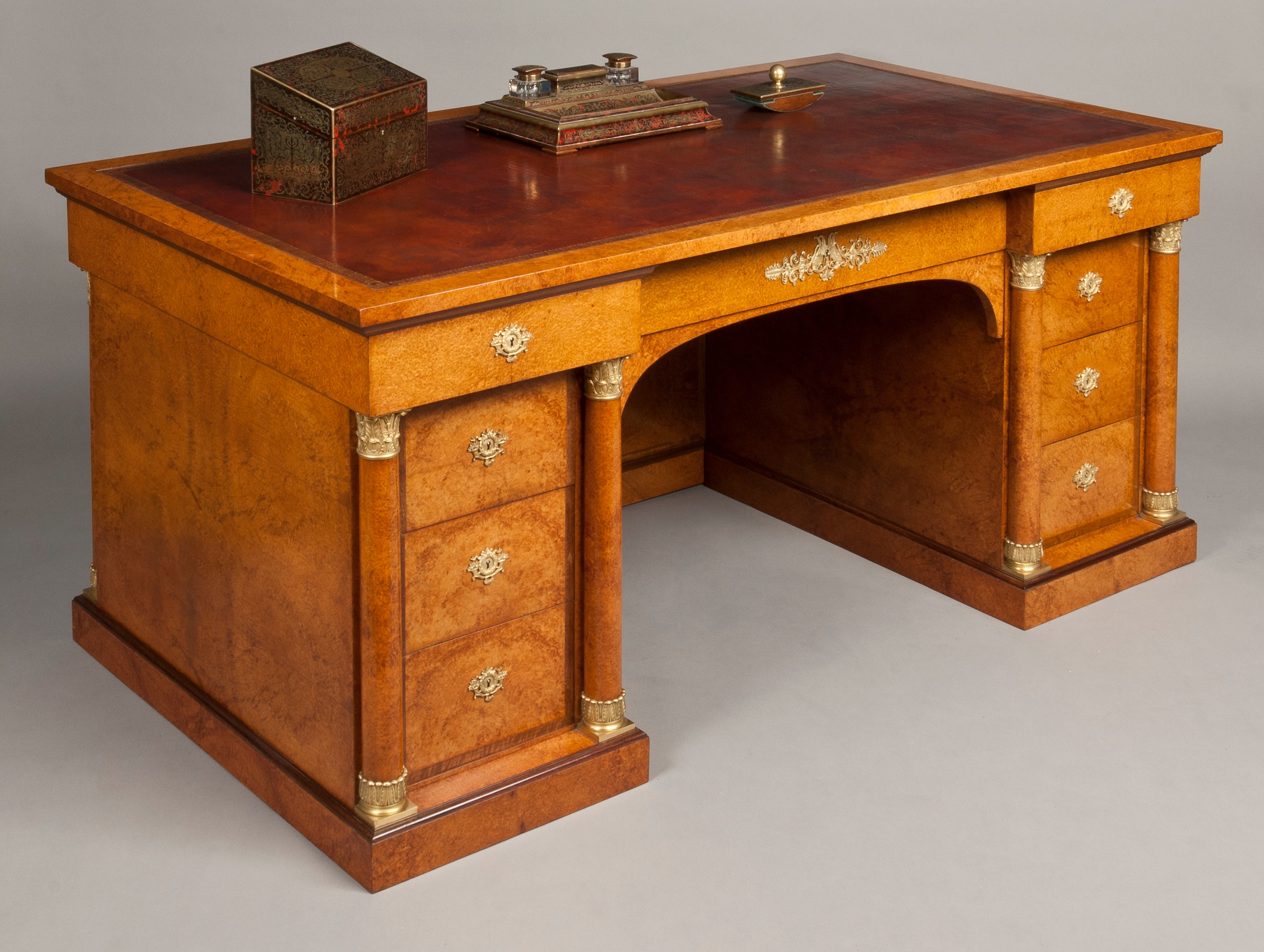 A Fine Antique Library Desk in the Empire Manner by Krieger of Paris