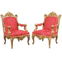 A Magnificent Pair of Antique Armchairs  By Alexandre-Georges Fourdinois